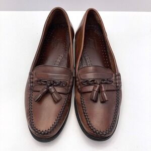 G.H. Bass Tassel Loafers Mens 10 M Brown Leather Moc Toe Leather Sole Shoes